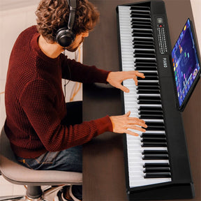 88-Key Folding Electric Piano Keyboard, Full-Size Semi-Weighted Digital Piano w/ Wireless MIDI & Dual Speakers, Portable Keyboard for Beginners