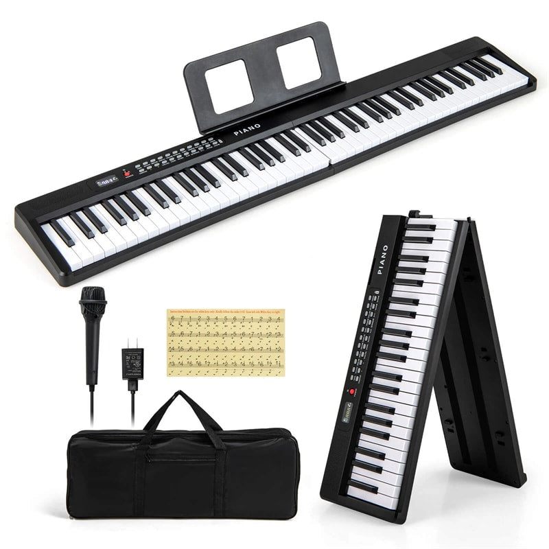 88-Key Folding Electric Piano Keyboard, Full-Size Semi-Weighted Digital Piano w/ Wireless MIDI & Dual Speakers, Portable Keyboard for Beginners