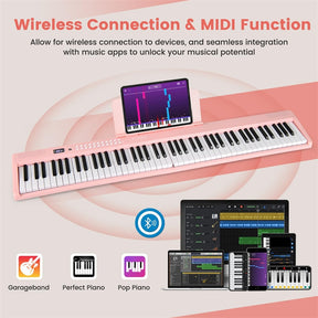 88-Key Folding Electric Piano Keyboard, Full-Size Semi-Weighted Digital Piano w/ Wireless MIDI & Dual Speakers, Portable Keyboard for Beginners