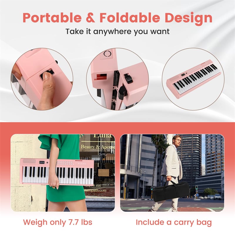 88-Key Folding Electric Piano Keyboard, Full-Size Semi-Weighted Digital Piano w/ Wireless MIDI & Dual Speakers, Portable Keyboard for Beginners