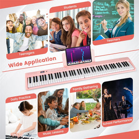 88-Key Folding Electric Piano Keyboard, Full-Size Semi-Weighted Digital Piano w/ Wireless MIDI & Dual Speakers, Portable Keyboard for Beginners