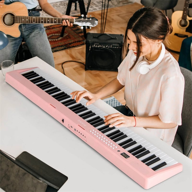 88-Key Folding Electric Piano Keyboard, Full-Size Semi-Weighted Digital Piano w/ Wireless MIDI & Dual Speakers, Portable Keyboard for Beginners