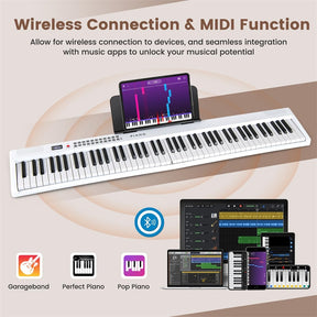 88-Key Folding Electric Piano Keyboard, Full-Size Semi-Weighted Digital Piano w/ Wireless MIDI & Dual Speakers, Portable Keyboard for Beginners