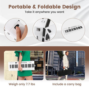88-Key Folding Electric Piano Keyboard, Full-Size Semi-Weighted Digital Piano w/ Wireless MIDI & Dual Speakers, Portable Keyboard for Beginners