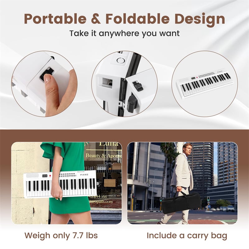 88-Key Folding Electric Piano Keyboard, Full-Size Semi-Weighted Digital Piano w/ Wireless MIDI & Dual Speakers, Portable Keyboard for Beginners