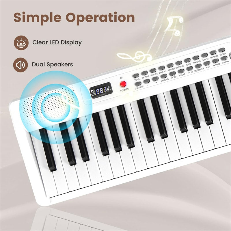 88-Key Folding Electric Piano Keyboard, Full-Size Semi-Weighted Digital Piano w/ Wireless MIDI & Dual Speakers, Portable Keyboard for Beginners