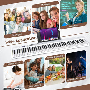 88-Key Folding Electric Piano Keyboard, Full-Size Semi-Weighted Digital Piano w/ Wireless MIDI & Dual Speakers, Portable Keyboard for Beginners
