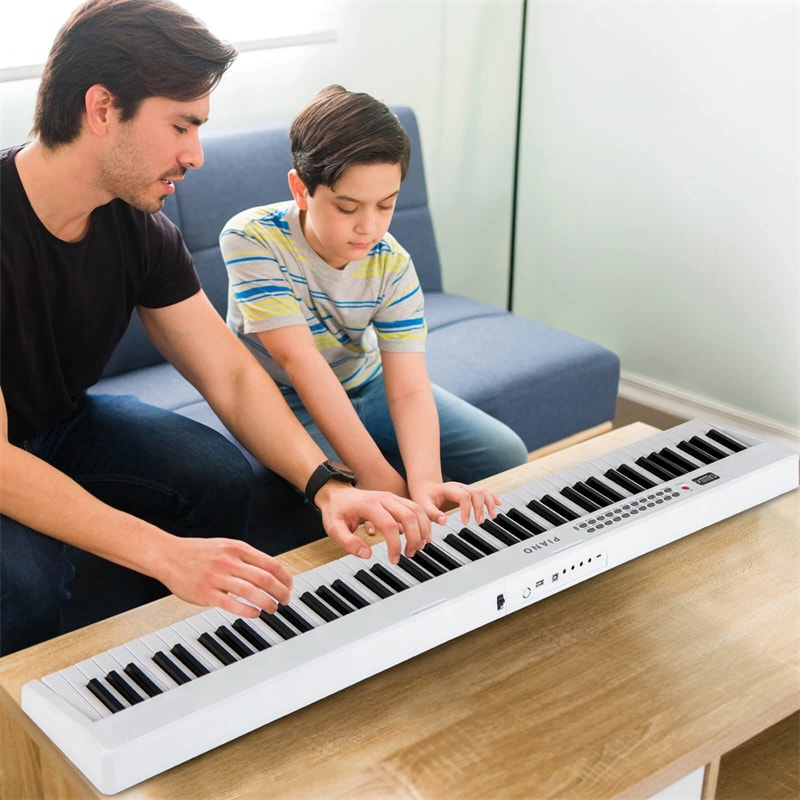 88-Key Folding Electric Piano Keyboard, Full-Size Semi-Weighted Digital Piano w/ Wireless MIDI & Dual Speakers, Portable Keyboard for Beginners