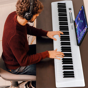88-Key Folding Electric Piano Keyboard, Full-Size Semi-Weighted Digital Piano w/ Wireless MIDI & Dual Speakers, Portable Keyboard for Beginners