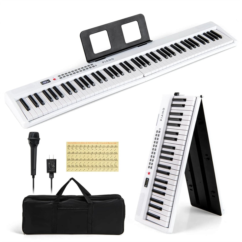 88-Key Folding Electric Piano Keyboard, Full-Size Semi-Weighted Digital Piano w/ Wireless MIDI & Dual Speakers, Portable Keyboard for Beginners