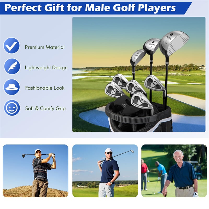 Men's Complete Golf Club Set, 9 Piece Right Handed Golf Club Package Set with 460cc Driver, Fairway Wood, Hybrid, Irons, Putter & 3 Head Covers