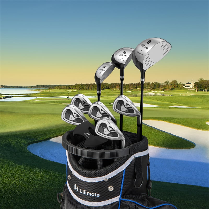 Men's Complete Golf Club Set, 9 Piece Right Handed Golf Club Package Set with 460cc Driver, Fairway Wood, Hybrid, Irons, Putter & 3 Head Covers