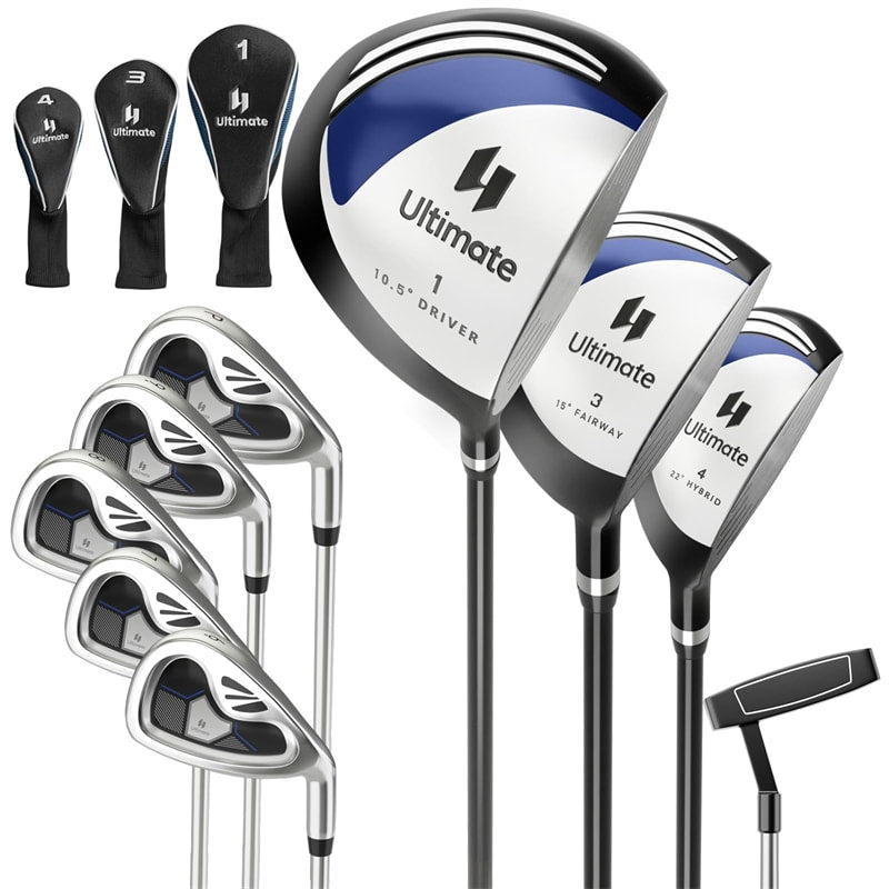 Men's Complete Golf Club Set, 9 Piece Right Handed Golf Club Package Set with 460cc Driver, Fairway Wood, Hybrid, Irons, Putter & 3 Head Covers