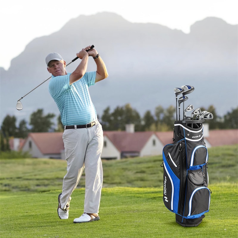 Men's Complete Golf Club Set, 9 Piece Right Handed Golf Club Package Set with 460cc Driver, Fairway Wood, Hybrid, Irons, Putter & 3 Head Covers