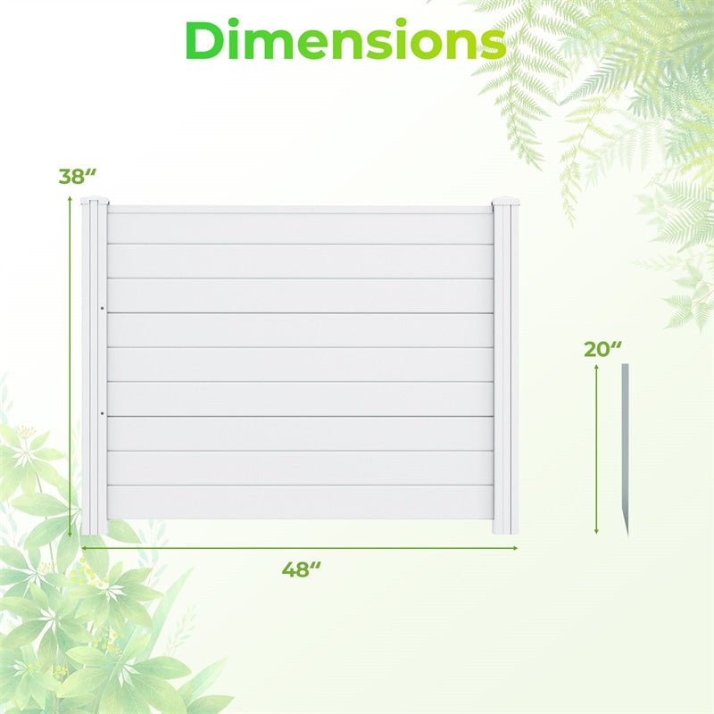 Air Conditioner Fence 2/4 Panels, 48"W x 38"H No-Dig Outdoor Privacy Screen Trash Can Enclosure w/ Stakes, Vinyl Garden Picket Fence