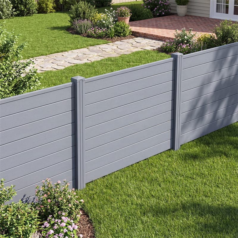 Air Conditioner Fence 2/4 Panels, 48"W x 38"H No-Dig Outdoor Privacy Screen Trash Can Enclosure w/ Stakes, Vinyl Garden Picket Fence