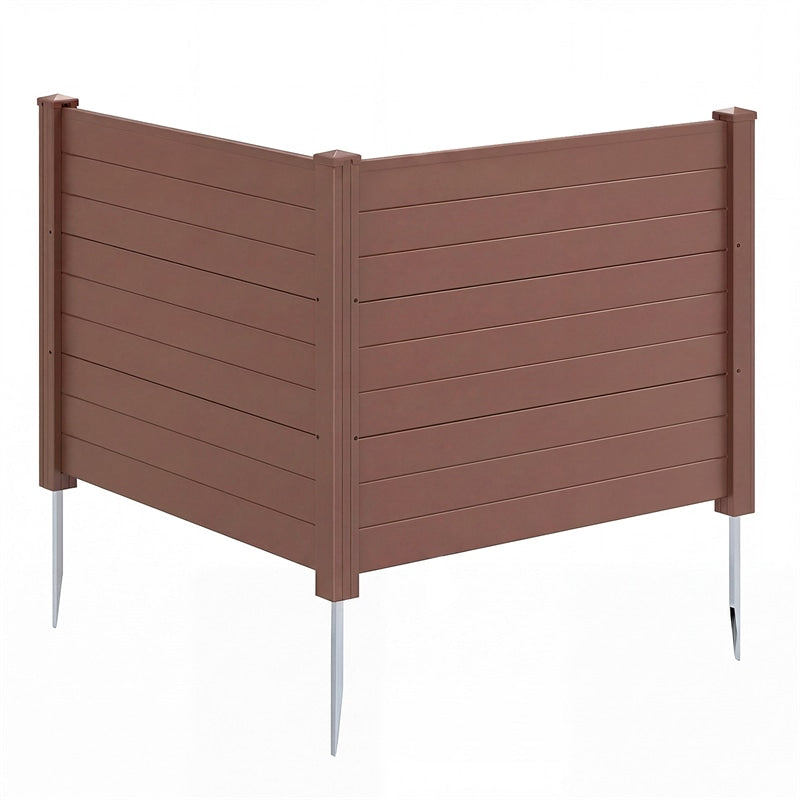 Air Conditioner Fence 2/4 Panels, 48"W x 38"H No-Dig Outdoor Privacy Screen Trash Can Enclosure w/ Stakes, Vinyl Garden Picket Fence