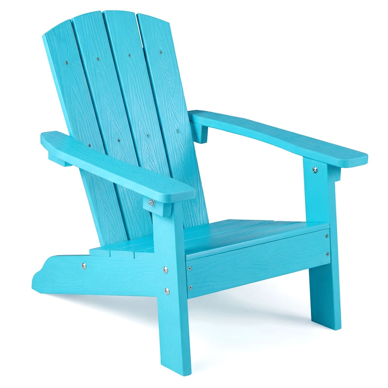 Kids Adirondack Chair, All-Weather HIPS Outdoor Chair with Ergonomic High Backrest & Armrests, Toddler Lawn Patio Seat for Ages 3-8