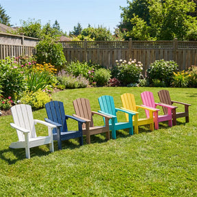 Kids Adirondack Chair, All-Weather HIPS Outdoor Chair with Ergonomic High Backrest & Armrests, Toddler Lawn Patio Seat for Ages 3-8