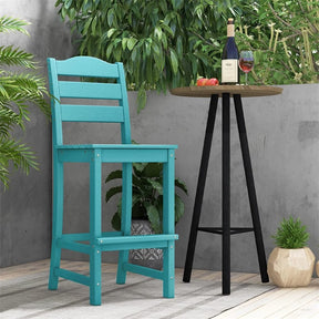 Outdoor HDPE Bar Stool, 30" Tall Patio Bar Chair with High Backrest & Footrest, All-Weather High-Top Barstool for Garden, Backyard