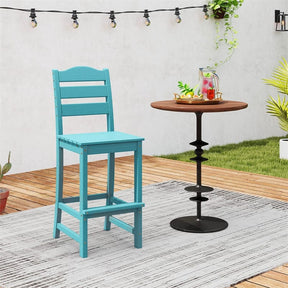 Outdoor HDPE Bar Stool, 30" Tall Patio Bar Chair with High Backrest & Footrest, All-Weather High-Top Barstool for Garden, Backyard