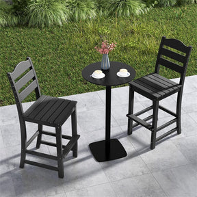 Outdoor HDPE Bar Stool, 30" Tall Patio Bar Chair with High Backrest & Footrest, All-Weather High-Top Barstool for Garden, Backyard