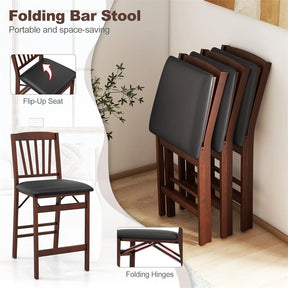 Set of 2/4 Folding Counter Height Bar Stools, 24.5" Portable Kitchen Island Chairs with Padded Seat & Rubber Wood Legs, No Assembly Needed