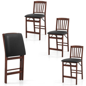 Set of 2/4 Folding Counter Height Bar Stools, 24.5" Portable Kitchen Island Chairs with Padded Seat & Rubber Wood Legs, No Assembly Needed