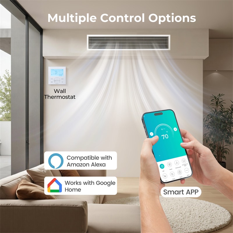 X-Pro 35000 BTU 3 Zone Concealed Ducted Mini Split AC, 22.5 SEER2 WiFi Inverter Split Air Conditioner with Heat Pump & Wall Thermostat