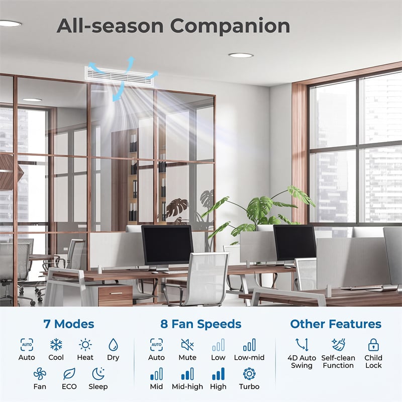 X-Pro 35000 BTU 3 Zone Concealed Ducted Mini Split AC, 22.5 SEER2 WiFi Inverter Split Air Conditioner with Heat Pump & Wall Thermostat
