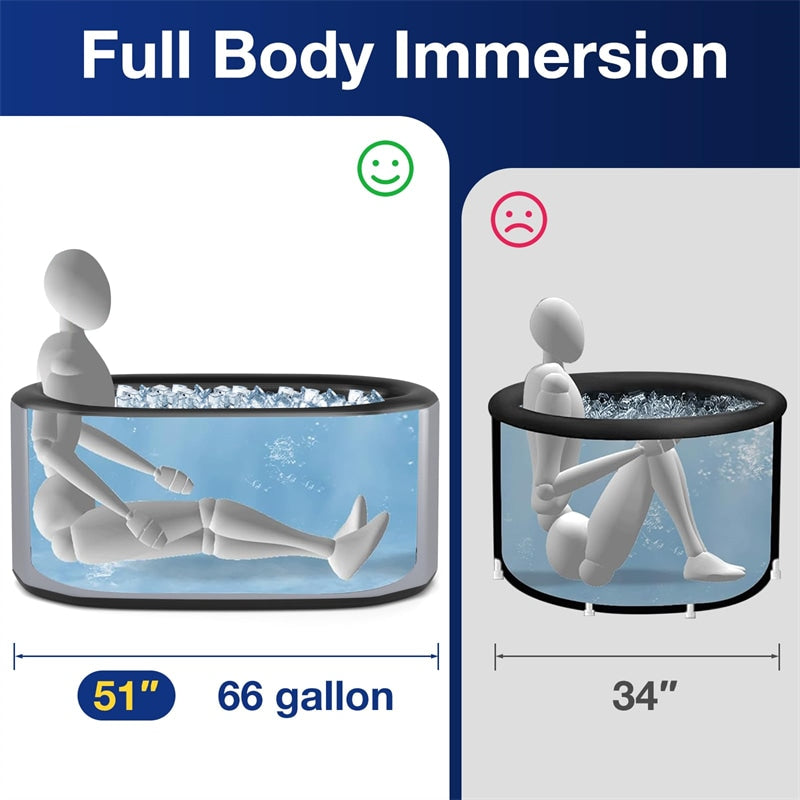 XL 129 Gal Oval Ice Bath Tub with Cover, Portable Inflatable Cold Plunge Tub with Backpack & Pump, Water Chiller Compatible for Cold Therapy