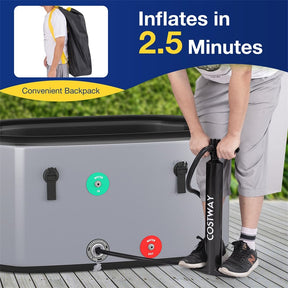 XL 129 Gal Oval Ice Bath Tub with Cover, Portable Inflatable Cold Plunge Tub with Backpack & Pump, Water Chiller Compatible for Cold Therapy