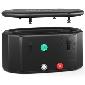 XL 129 Gal Oval Ice Bath Tub with Cover, Portable Inflatable Cold Plunge Tub with Backpack & Pump, Water Chiller Compatible for Cold Therapy