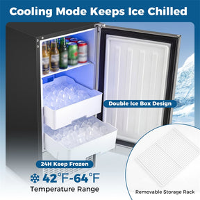 90 LBS/Day Commercial Undercounter Ice Maker, 15" Built-in Freestanding Ice Machine with Cooling Mode, 25 LBS Storage & Auto-Cleaning