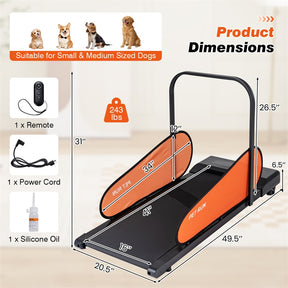 Dog Treadmill Pet Running Machine for Small & Medium Dogs, Dog Pacer Walking Pad with Remote, LED Display, 15 Programs & Wheels for Indoor Exercise