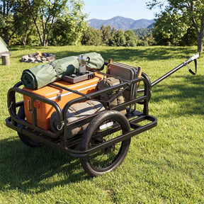 Heavy-Duty Bike Cargo Trailer, 220 LBS Metal Bicycle Wagon Cart w/ Universal Hitch & 16" All-Terrain Tires, Luggage Wagon Trailer for Camping Shopping