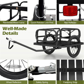 Heavy-Duty Bike Cargo Trailer, 220 LBS Metal Bicycle Wagon Cart w/ Universal Hitch & 16" All-Terrain Tires, Luggage Wagon Trailer for Camping Shopping