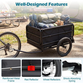 Heavy-Duty Bike Cargo Trailer, 220 LBS Metal Bicycle Wagon Cart with Universal Hitch, 16" All-Terrain Tires & Waterproof Bag for Camping Shopping