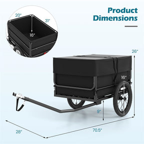 Heavy-Duty Bike Cargo Trailer, 220 LBS Metal Bicycle Wagon Cart with Universal Hitch, 16" All-Terrain Tires & Waterproof Bag for Camping Shopping