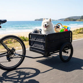 Heavy-Duty Bike Cargo Trailer, 220 LBS Metal Bicycle Wagon Cart with Universal Hitch, 16" All-Terrain Tires & Waterproof Bag for Camping Shopping