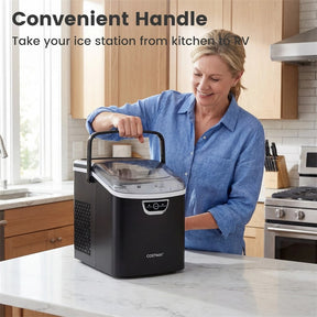 Nugget Ice Maker Countertop, 33lbs/Day Portable Sonic Ice Machine with Handle, 6 Min Fast Ice, Auto-Cleaning & Audible Alarm for Home Kitchen Office