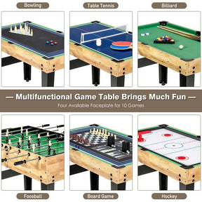 10-in-1 Multi Game Table Set, Combo Game Table with Air Hockey, Foosball, Table Tennis, Pool, Bowling & Board Games for Adults Family, Home Game Room