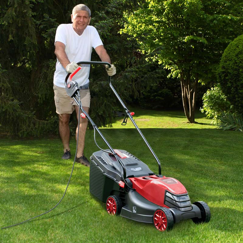 10 AMP 13" Electric Push Lawn Mower 2-in-1 Walk-Behind Lawnmower with Collection Box, 3 Adjustable Height Position