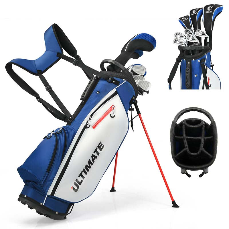 Men's Right Hand Complete Golf Clubs Set, 10 Pieces Golf Club Package Set with 460CC Alloy Driver, Fairway Wood, Putter & Golf Stand Bag