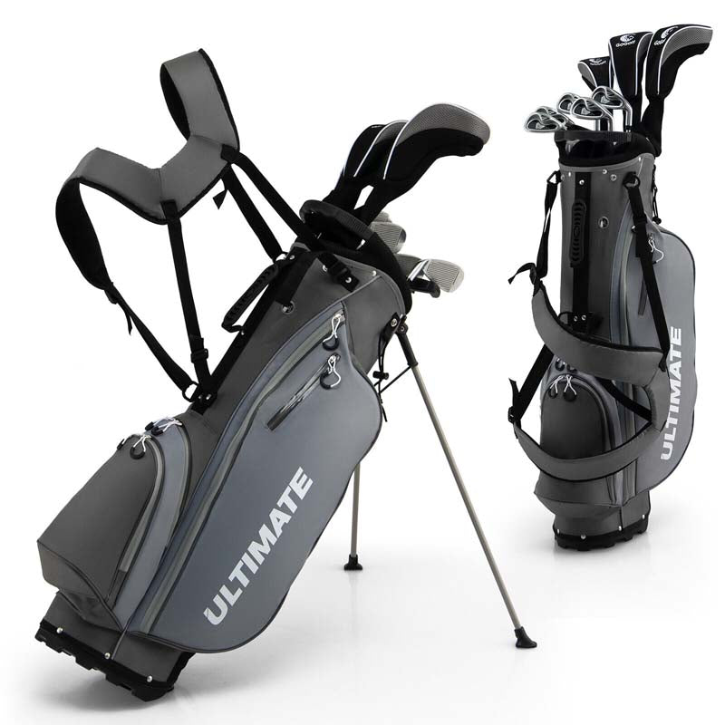 Men's Right Hand Complete Golf Clubs Set, 10 Pieces Golf Club Package Set with 460CC Alloy Driver, Fairway Wood, Putter & Golf Stand Bag