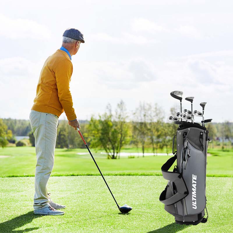 Men's Right Hand Complete Golf Clubs Set, 10 Pieces Golf Club Package Set with 460CC Alloy Driver, Fairway Wood, Putter & Golf Stand Bag