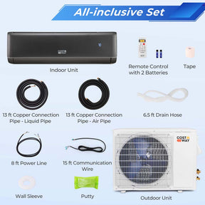 12,000 BTU Mini Split Air Conditioner and Heater, 21 SEER2 208-230V Inverter Split AC Unit with Heat Pump