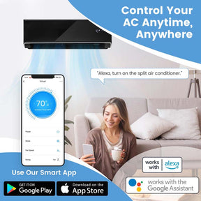 12000BTU Alexa Wifi Enabled Mini Split Air Conditioner Heater, 22 SEER2 208-230V Wall-Mounted Ductless Inverter AC Unit with Heat Pump