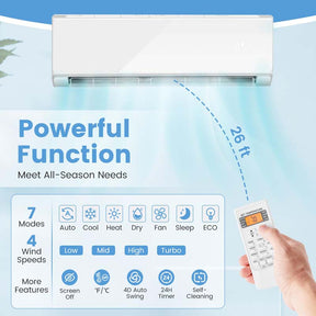 12000BTU Alexa Wifi Enabled Mini Split Air Conditioner Heater, 22 SEER2 208-230V Wall-Mounted Ductless Inverter AC Unit with Heat Pump