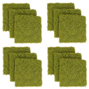 12Pcs Faux Green Moss Panels, 20" x 20" Artificial Grass Wall Panels with X-shaped Structure, Greenery Wall Backdrop for Backyard Porch